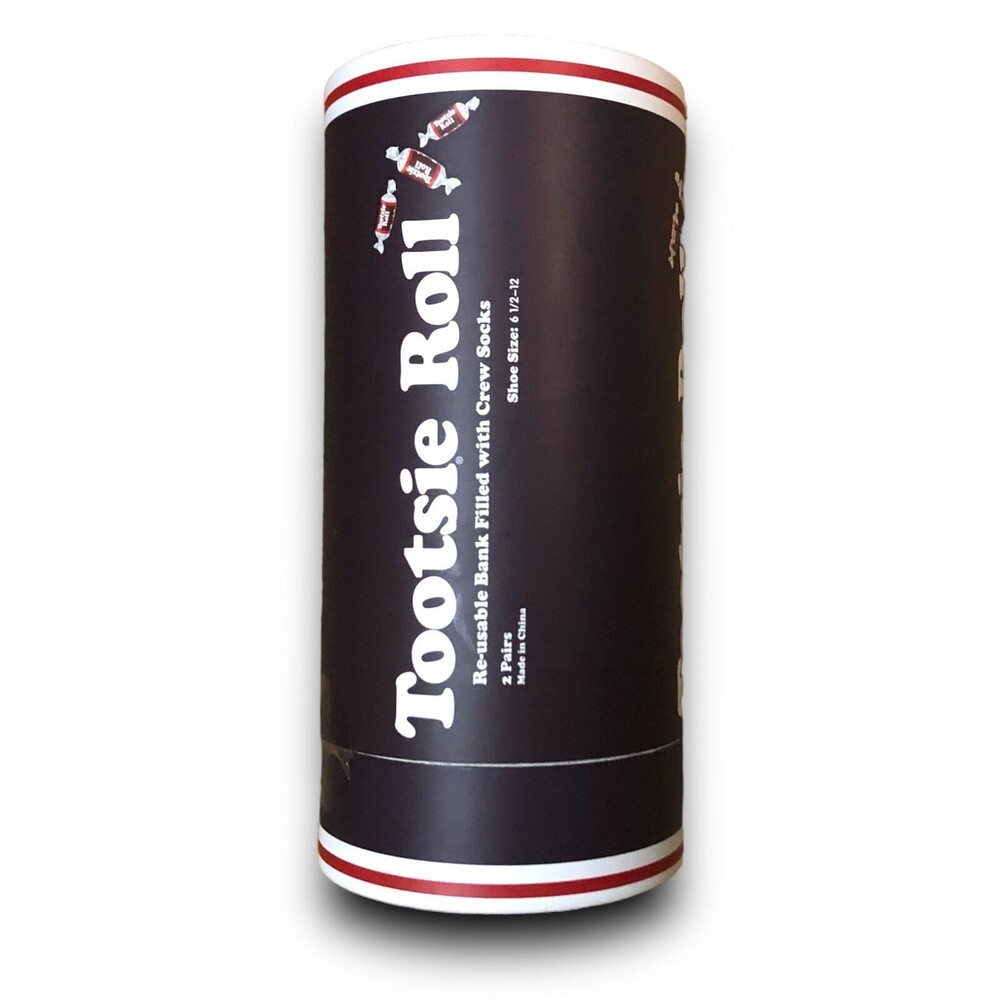 Tootsie Roll "Re-usable Bank" Men's Crew Socks - (2 Pairs) (6.5-12)